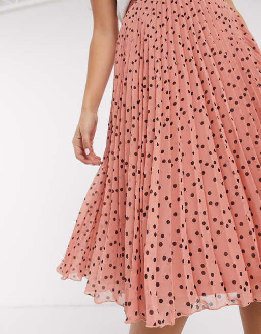 Pink polka 2025 dot pleated skirt