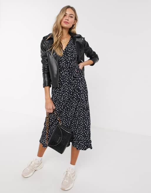 Oasis tiered midi dress in sale polka dot