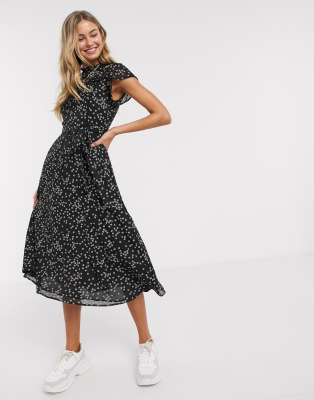 oasis black floral dress