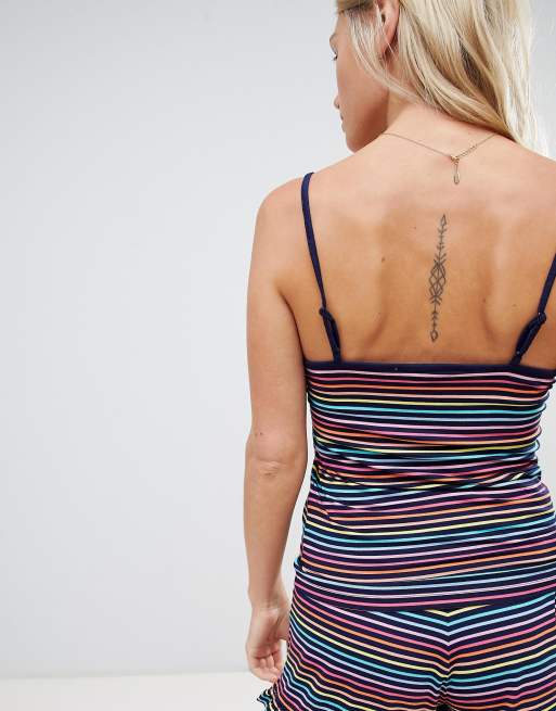 Oasis pyjama cami top with bow detail in stripe ASOS