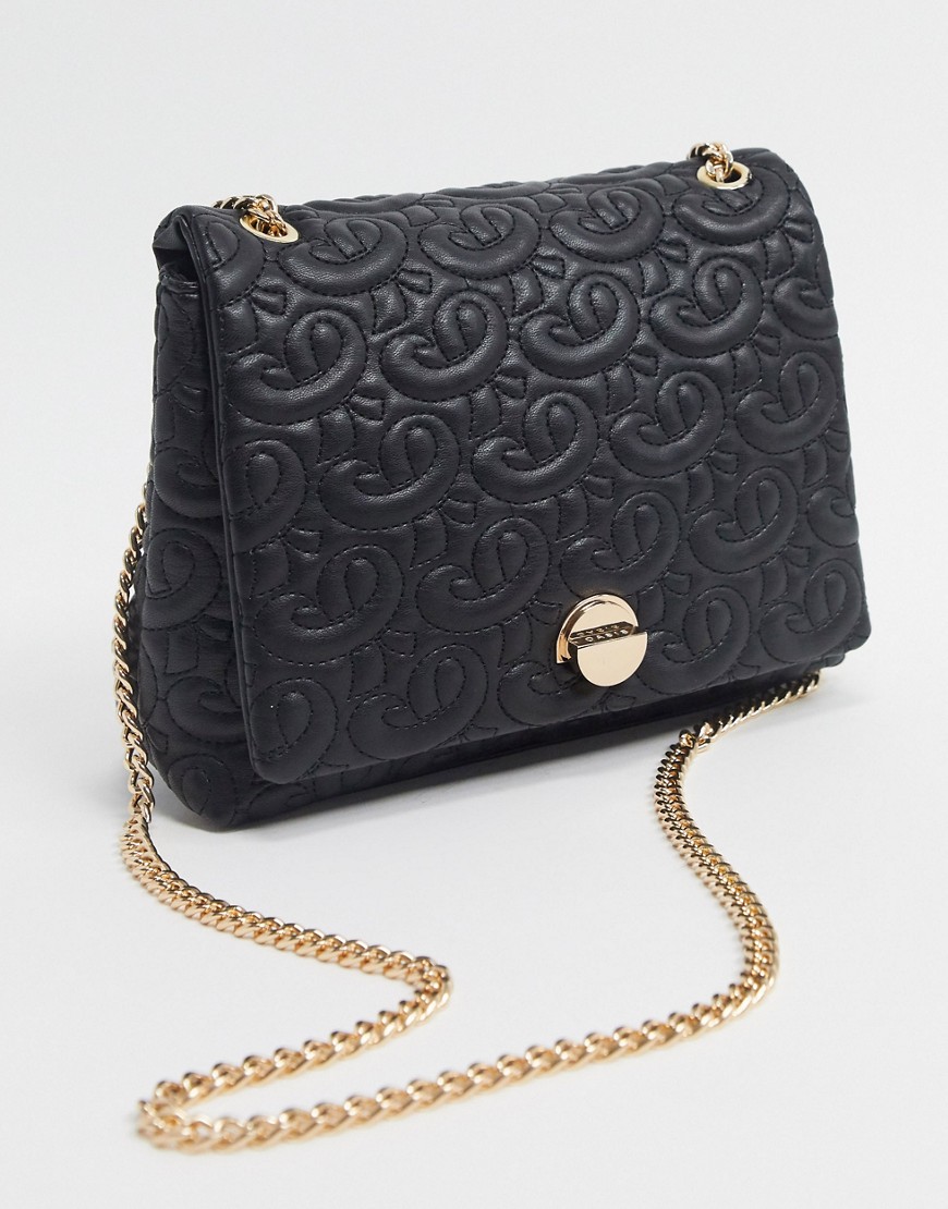 Oasis quilted cross body bag in black