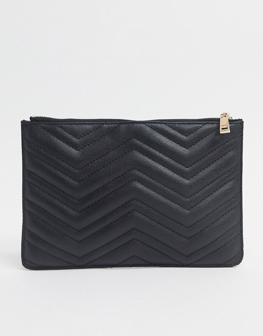 Oasis quilted pouch purse in black