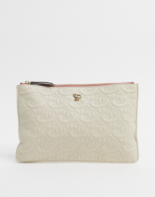 Oasis quilted pouch purse in cream