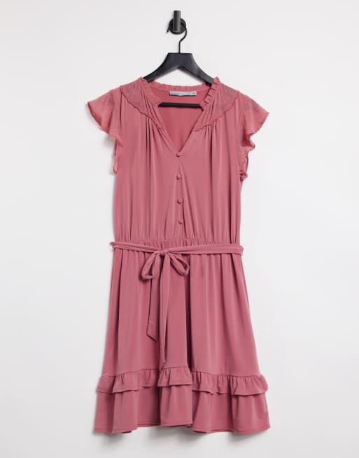 Oasis - Robe patineuse en mousseline à motif cœur - Rose