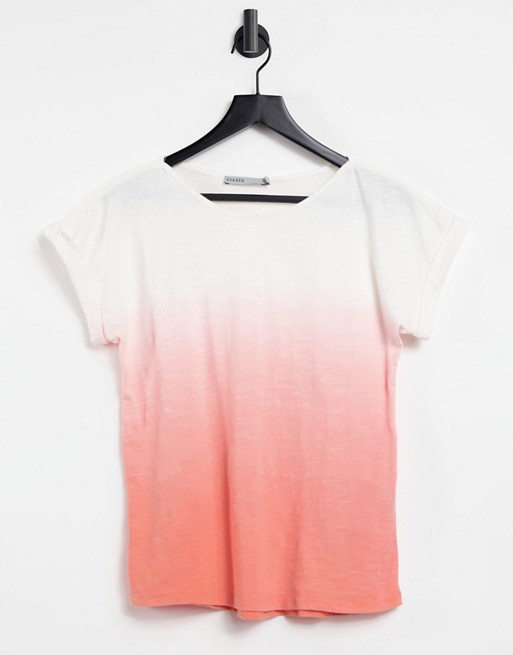 Oasis roll sleeve ombre t-shirt in orange