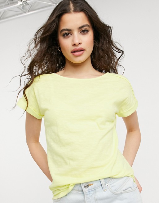 Oasis roll sleeve t-shirt in lime green
