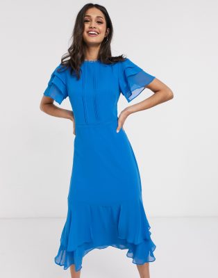 oasis blue chiffon midi dress