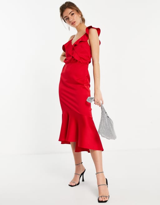 Oasis satin shop asymmetric midi dress