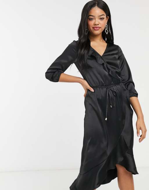 Oasis black sales wrap dress