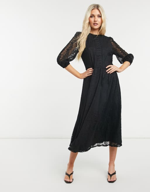 Oasis – Schwarzes Midikleid aus Netzstoff