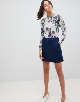 a line mini denim skirt