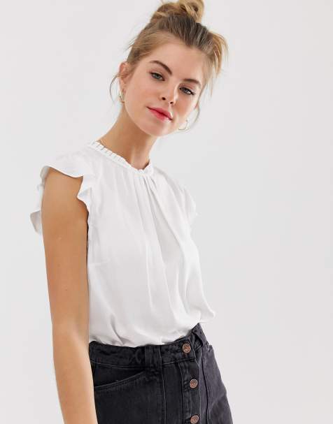 Oasis shell top with frill sleeves in white - view 1