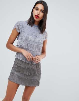 grey fringe dress