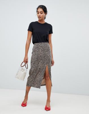 asos leopard print midi skirt