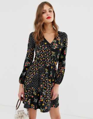 oasis spot button skater dress