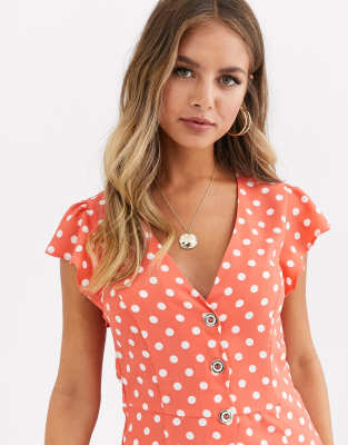 oasis spot button skater dress