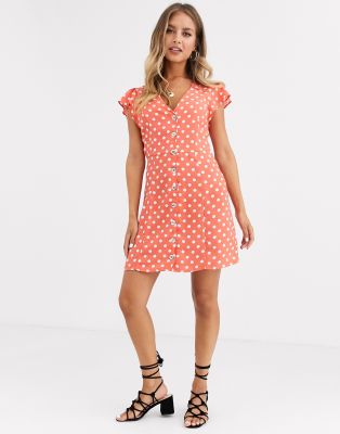 oasis spot button through dress