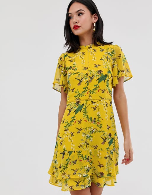 Oasis yellow cheap floral dress