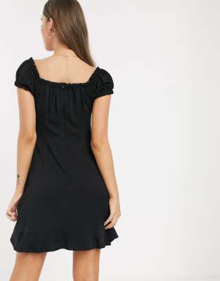 black dress with tie in front