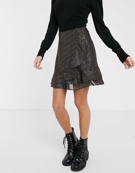 Oasis skirt with metallic spot detail in black