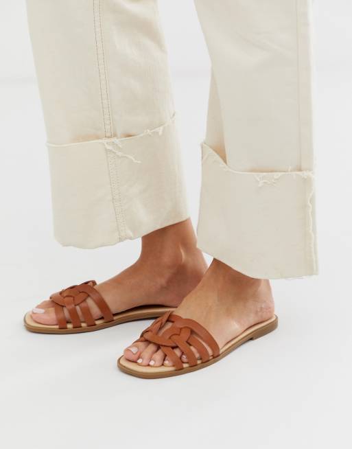 new look tan sliders