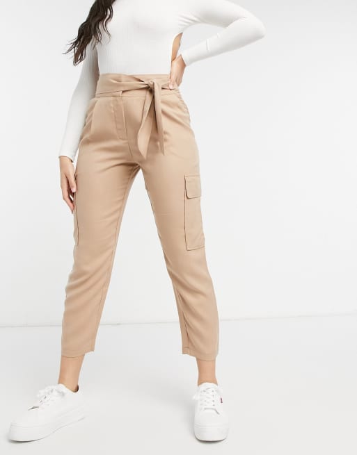 Oasis soft utility trousers in beige | ASOS