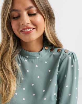 oasis blue chiffon frill top