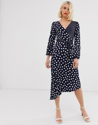 oasis spot wrap dress