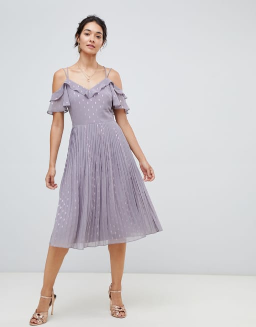 Lilac cold outlet shoulder dress