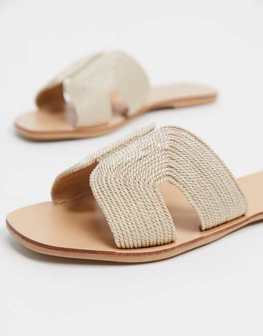 Oasis straw woven slider shoes in natural