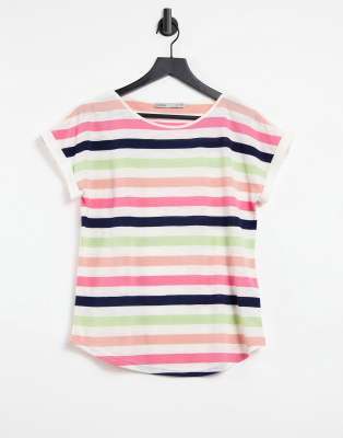 Oasis stripe t-shirt in white-Multi