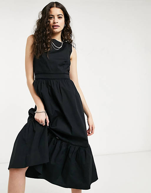 Oasis structured midi dress in black | ASOS