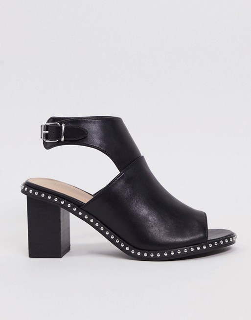Oasis studded peep toe heels in black