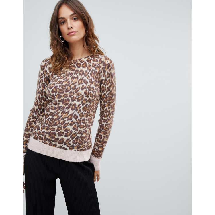 Oasis red shop leopard print jumper