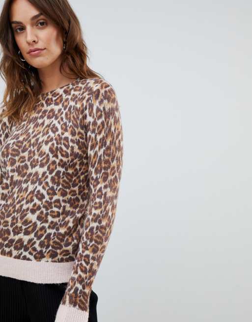 Oasis red clearance leopard print jumper