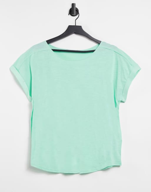 Oasis – T-Shirt mit hochgekrempelten Ärmeln in Blassgrün