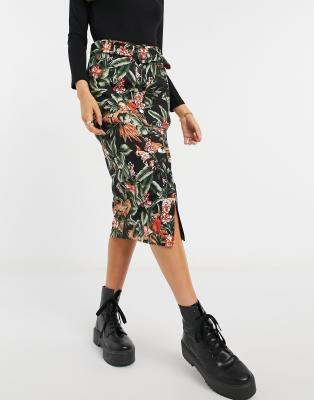 tailored midi pencil skirt