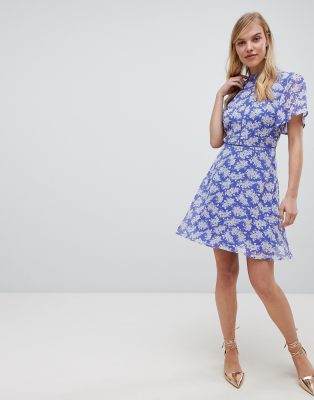 blue floral tea dress