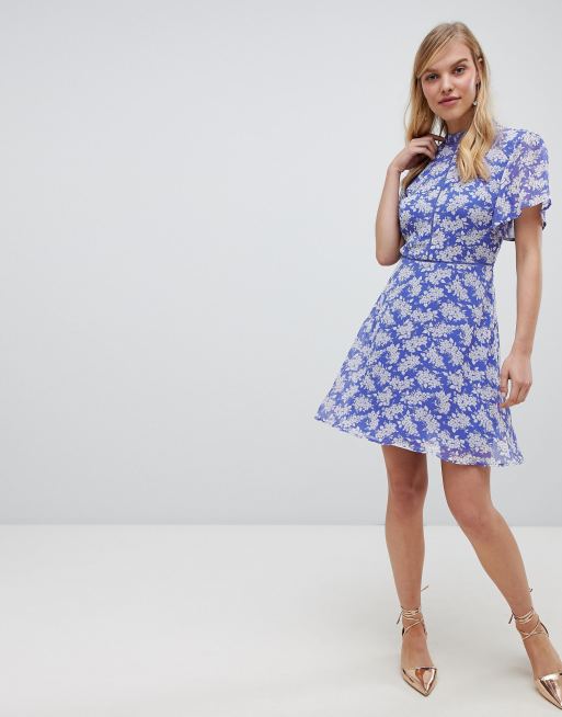 Blue floral shop tea dress