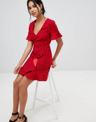 red floral tea dress