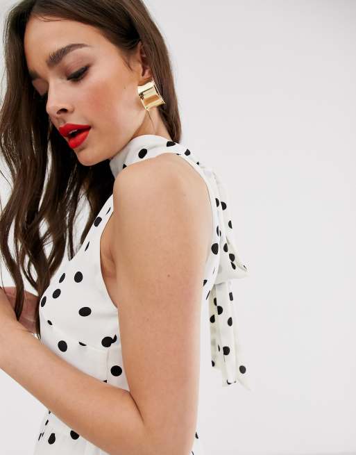 Oasis tiered midi dress in polka dot sale