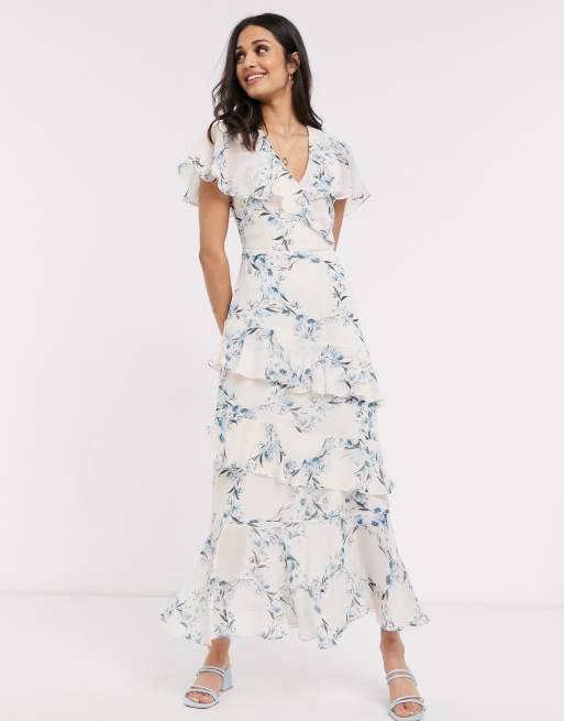 Oasis floral outlet tiered midi dress