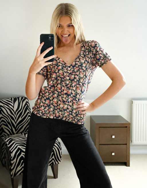 Oasis - Top in pizzo con stampa multicolore