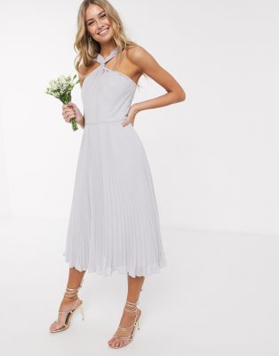 oasis twist neck midi dress