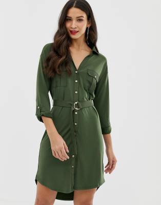 Oasis utility shirt dress in khaki | ASOS