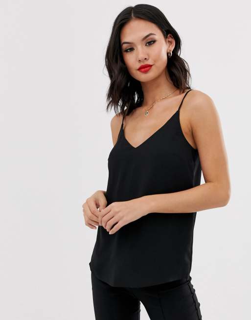 Oasis v neck cami top in black