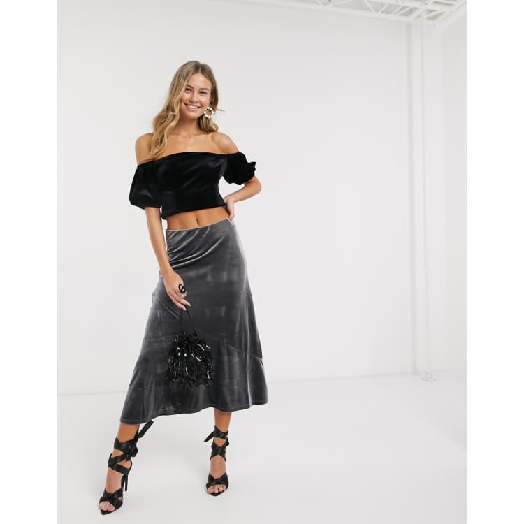 Oasis velvet on sale bias cut skirt