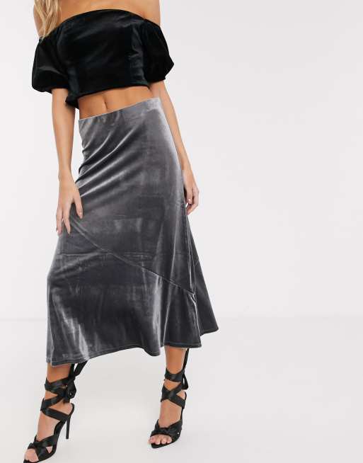 Oasis black rib shop bias cut skirt