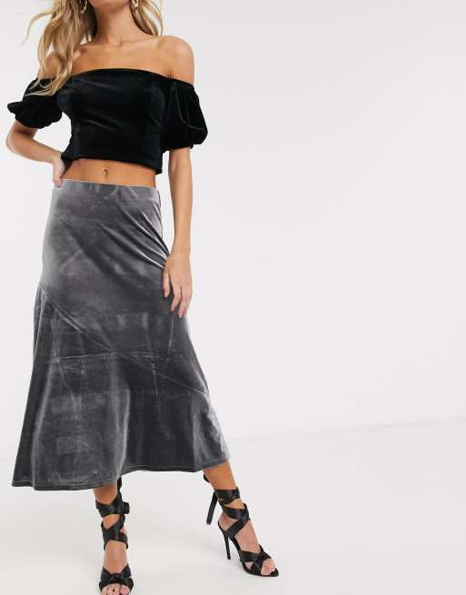 Oasis black rib shop bias cut skirt