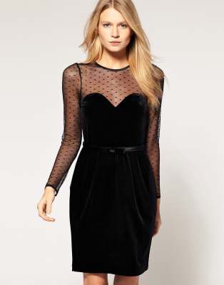 oasis black velvet dress